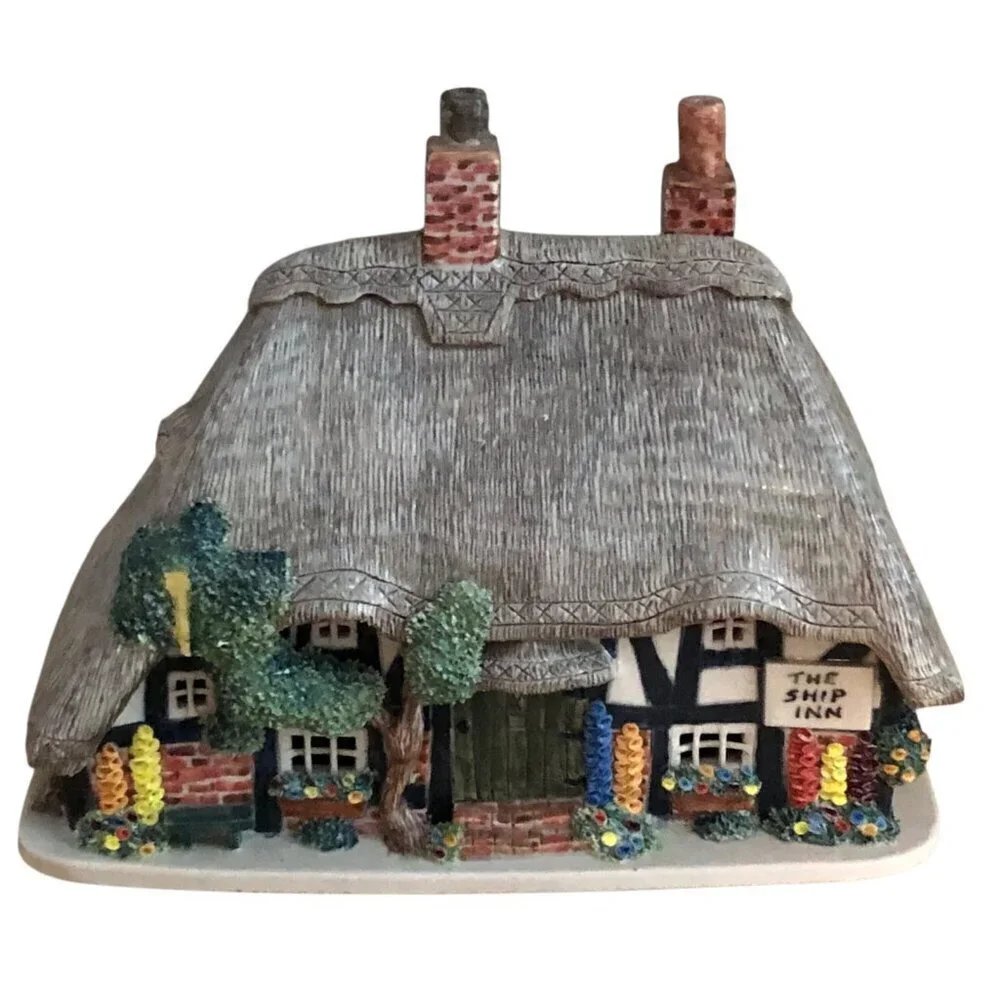 Vintage Ann Cox Ceramics ENGLISH INN Figurine Handmade in England The Ship Inn
